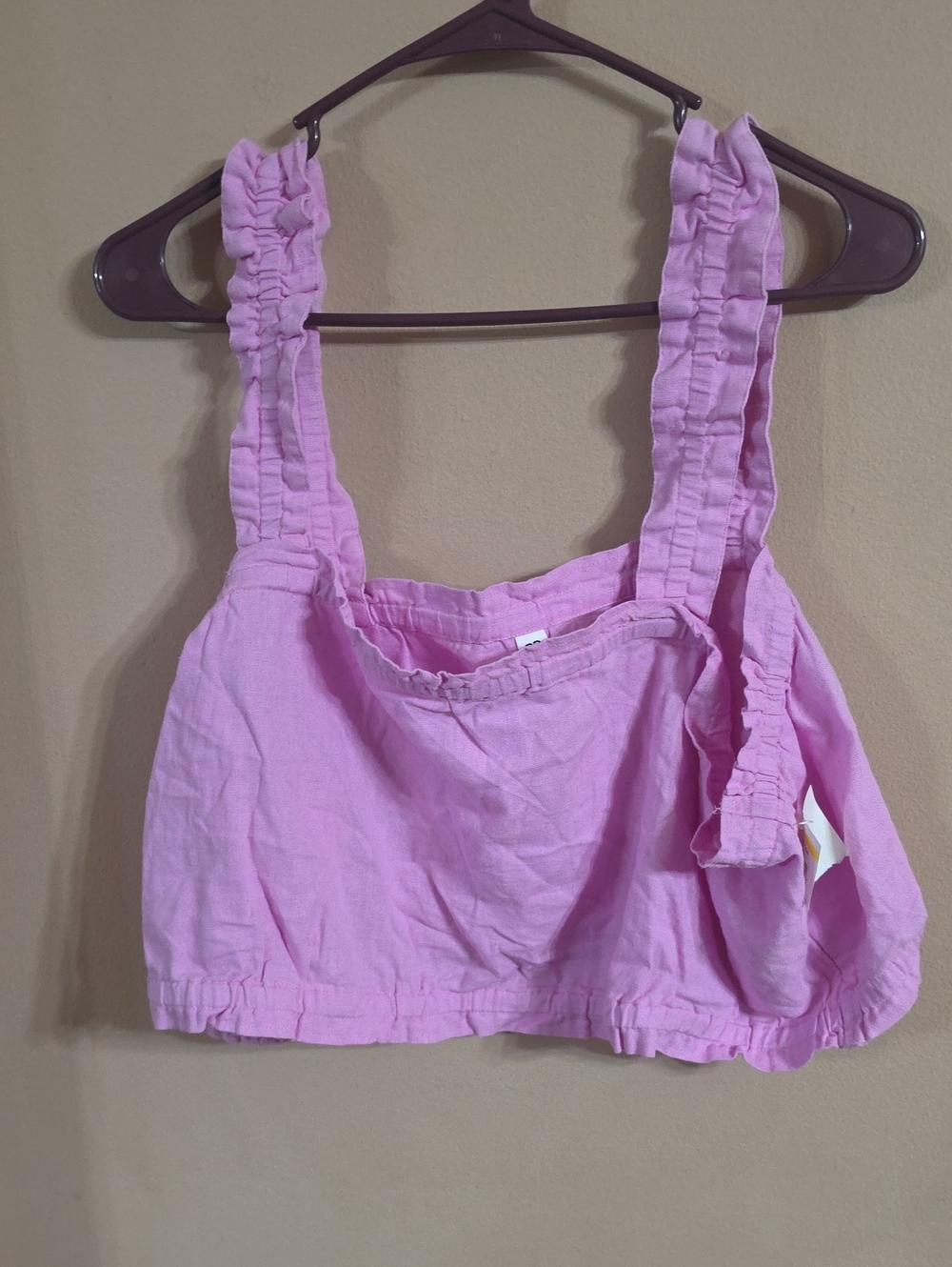 bp Pink Ruffle-Strap Crop Top
